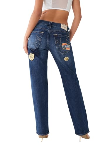 True Religion Women's Ricki Relaxed Straight Jean with Patches4