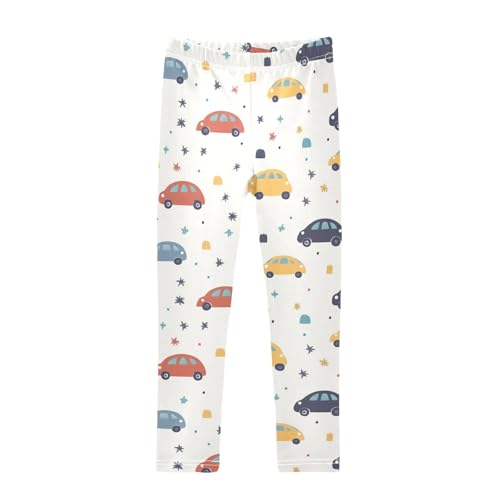 Cute Cars Girls Leggings,Workout Leggings for Girls Toddler Athletic Legging Size for 3-10T