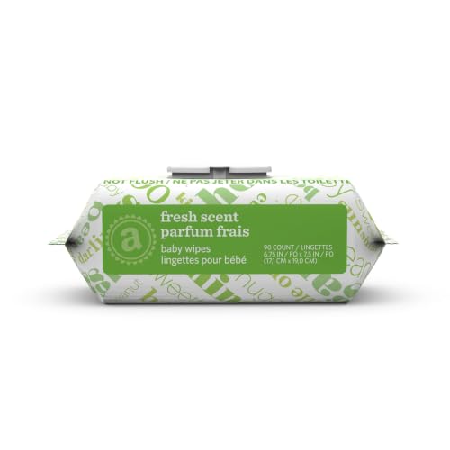 Image of Amazon Elements Baby Wipes, Fresh Scent, Flip-Top Packs, Alcohol-Free, With Cucumber and Aloe, 270 Count, 3 Packs of 90