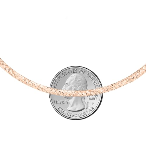 Savlano 925 Sterling Silver 2MM, 4MM Diamond Cut Omega Reversible Necklace - 18K Gold Plated 2-Sided Adjustable 14-17.5 Inch Necklace for Women - Made in Italy3