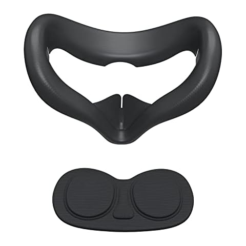 SUPERUS Silicone Face Cover Pad for Oculus/Meta Quest 2 with Lens Protector, Anti-Light Leakage Cleanable Face Pad & Lens Cover Accessories Kit Keep Your VR Headset Sweat-Free (Black) Cover