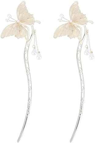 Barrette Et Pinces à Cheveux Feuilles En Métal - Chignon Stick Et 2 Clips, Alliage, 5 Pouces