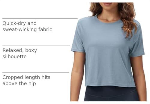 Image of ODODOS Women's Performance Cropped Tee Ultra Soft odSTRATUM Tech Short Sleeve Relaxed Top Crew Neck T-Shirts