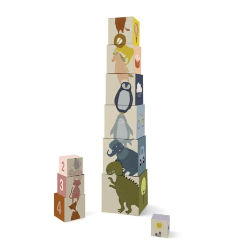 TRIXIE BABY Blocs Ă empiler en Carton Animaux