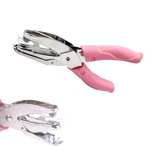 Perforatrice singola per carta rotonda, Pinze a foro singolo, perforatore circolare portatile rosa, perforatore manuale