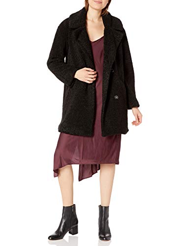 Lucky Brand Women's Notch Collar Teddy Jacket, Black, Large