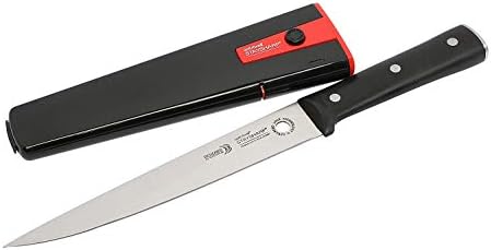 Wiltshire Staysharp Triple Rivet Carving Knife 20 cm, Stainless Steel Sharp Blade with Sharpener, Kitchen Knife with self Sharpening System (Colour: Black, red)