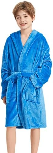 Boys Soft Fleece Robes Plush Hooded Bathrobes Sleepwear for Kids 1-16 Years