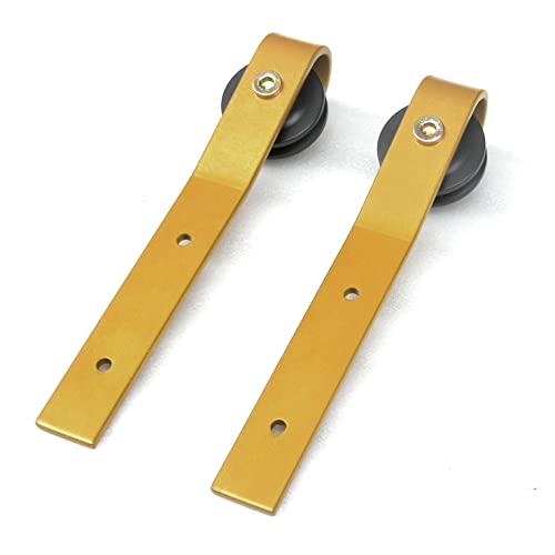 DIYHD 5FT Sliding Library Ladder Hardware Kit, Rolling Track System with Braking Floor Rollers, Gold Finish, Ladder Not Included