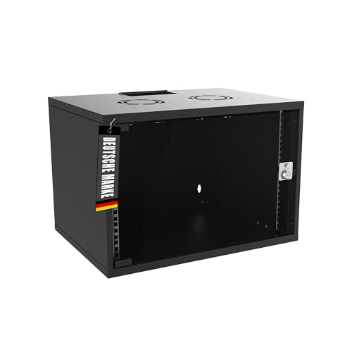 Bemacom Netzwerkschrank - Serverschrank 19 Zoll 7HE - Server-Racks für Wandmontage - EDV-Gehäuse mit Traglast 60kg - 400 x 540 x 370 mm Schwarz