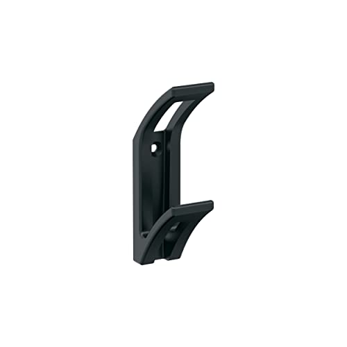 Image of Amerock Avid Double Prong Matte Black Wall-Mounted Hook | Decorative wall hook in durable zinc construction for coats, hats, bags, towels, and everyday organization