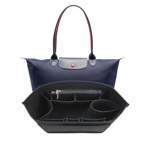 Lckaey Bolsa organizadora de feltro para bolsa de mão grande Longchamp Le Pliage, preta 2-G
