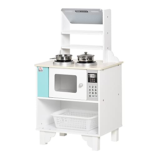 HOMCOM Cocina de Juguete de Madera para Niños de +3 Años Cocinita Infantil con Cesta de...