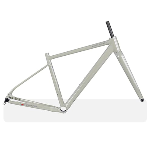 YFGSFWTS 41cm/44cm/47cm/50cm/53cm Bike Frameset with Fork 700C Road Bike Frame Thru Axle 100/142MM Aluminum Alloy Bike Frame Disc Brake Internal Routing(Khaki,530mm)