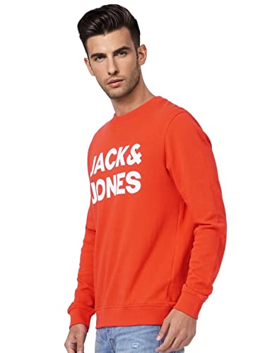 Image of Jack & Jones Men Cotton Blend Crew Neck Regular Fit Sweatshirts (2654201 Outer Space)