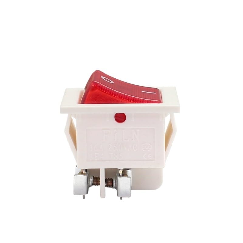 KLVN 22x28mm White Body on Off 16A/250V 4 Screw pin DPST T85 Auto Boat Marine Toggle Rocker Switch with LED 220V