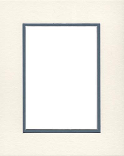 16x20 Double Acid Free White Core Picture Mats Cut for 11x14 Pictures in Cream and Slate Blue-image-43