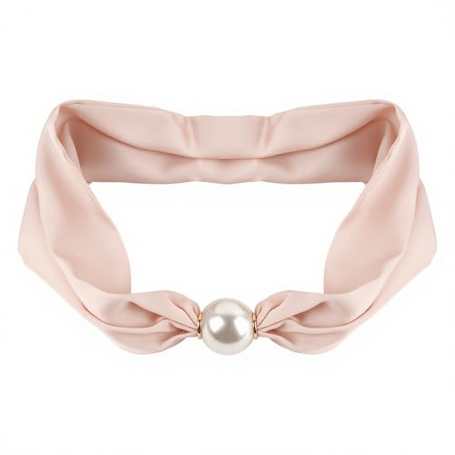 Pearl Magnetic Buckle Silk Scarf, Collar, Scarf Pearl Neck, Retro Scarfs, Necklace for Mothers, Girlfriends