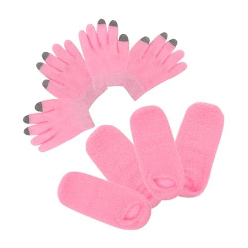 Calcetines y guantes de gel para spa hidratante juego rosa de dos pares táctiles