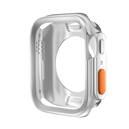 DFAMIN Cambiar a Ultra Case para Apple Watch Case 45 mm 44 mm 41 mm 41 mm TPU TPU Cubierta suave para la serie iWatch 9 8 7 6 SE 5 4 Actualización Ultra 2 1 Caso de reloj de 49 mm(Silver,44mm)