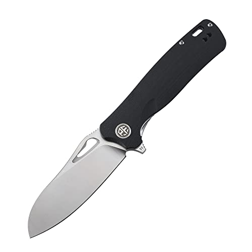 Petrified fish PF868 Folding Knife 3.35" D 2 Satin Blade Steel G 10 Handle EDC Outdoor Camping Pocket Folding Knife (Black G10)