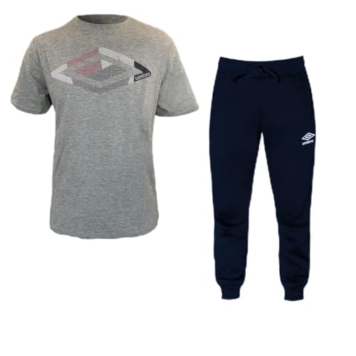 Colore: Grey/Blue NewAge Umbro Tuta Uomo Pantalone Lungo Mezza Manica in Punto Cotone Art. 10280 (grigio/blu, L)
