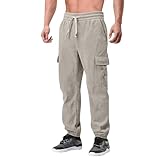 Herren Cordhose Baggy Jogginghose Elastische Taille Mit Kordelzug Hose Gestrickte Arbeitshosen Mit Taschen Casual Cargo Hip Hop Y2K Hosen Weites Lange Trainingshose
