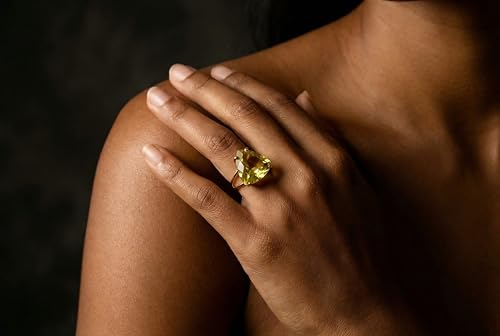 Bague Trillion en Quartz Citron et Or Rose Anémone - 4