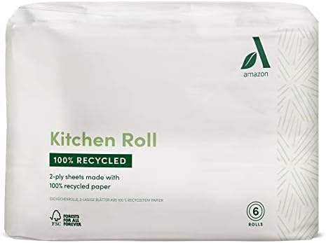 Amazon Aware Kitchen Rolls, Produced from 100% Recycled Paper, 18 x 100-sheet Rolls