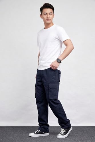 Image of MiraMichi Men's Relaxed Fit Solid Pattern Cotton Cargo Pant with 6 Pocket Button Down Closure Type and Standard Length | Six Pockets Cargos Pant's |Bonkers Joggers for Men