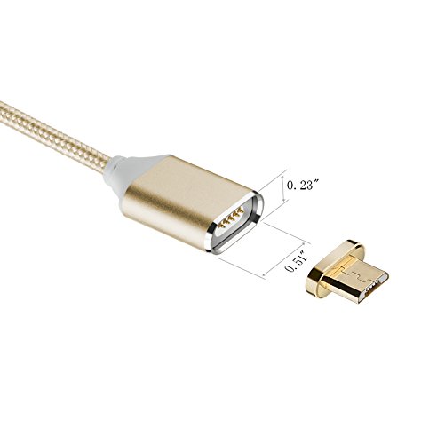 Netdot 2nd Generation Magnetic Braided USB Charging Cable for Samsung Galaxy S2 S3 S4 S6 , Note 2/3/4/5, LG G4 G3, Sony Xperia Z5 Premium/Compact etc (2 Pack Gold)