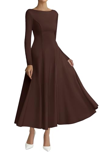 BTFBM Fall Women's Boat Neck Maxi Dress