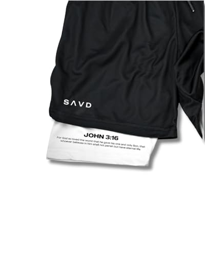 SAVD Christian Performance Shorts - Youth/Kids Gym & Sport Shorts with Pockets & Compression Liner, Bible Verse Activewear3