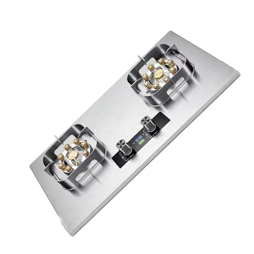 THEGA Cocina De Gas 8.0 KW - Estufa 2 Quemadores con Temporizador, Estufa Cuadrada Gruesa Acero Inoxidable, Dispositivo Protección contra Apagado Accidental(NG)