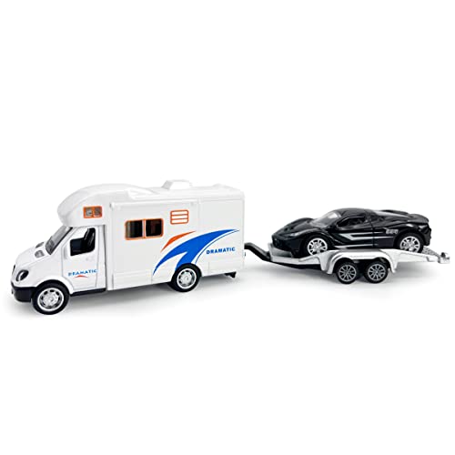 Toy Camper RV Trailer Towing Supercar Sports Model...