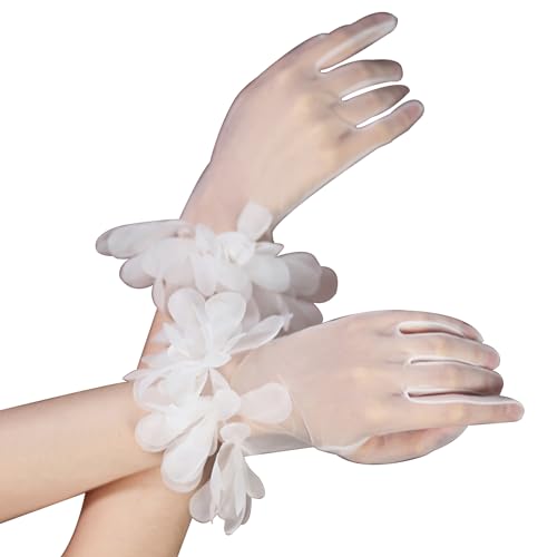 Wedding Gloves Short White Bride Gloves Dressing Gloves for Women and Girls