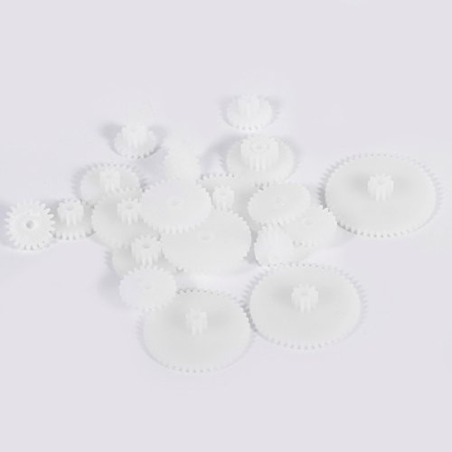 Respicefinem 19 Pcs White Plastic Gear Set 0.5 Module, 4~5mm Thick, Suitable for Robot Toys, Car Models DIY Assembly