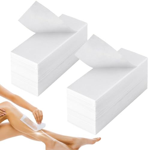 Bandas Depilatorias 200 Piezas, Bandas de cera no tejidas profesionales, Pack de depilatorias para cara cuerpo y piernas, Apta para cera caliente y fría, Piel suave sin irritaciones