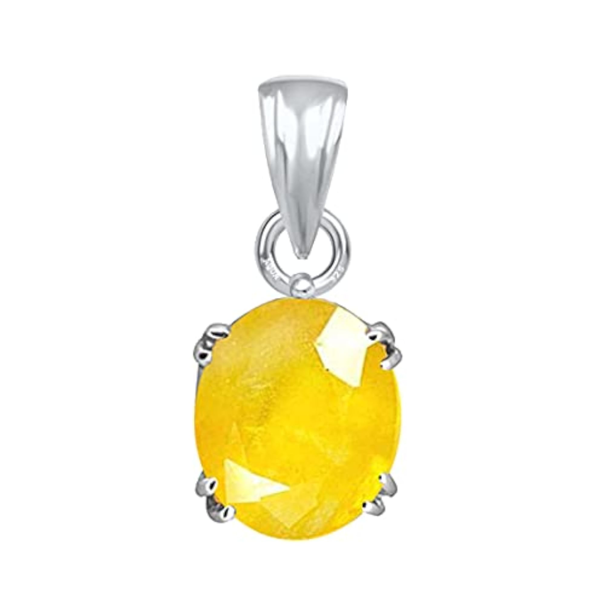 Sterling Silver Yellow Sapphire/Pukhraj Pendant, Natural Gemstone