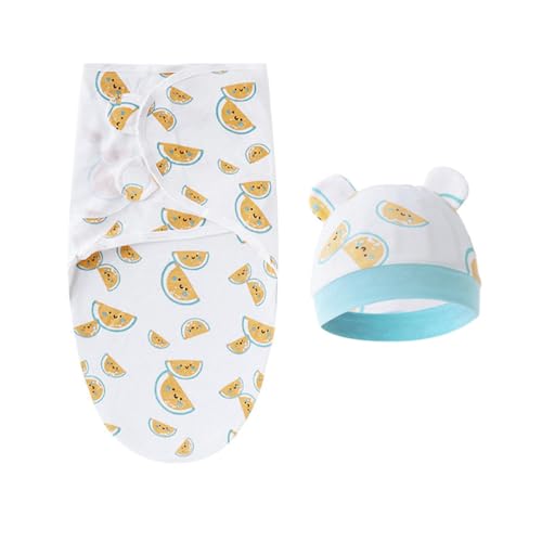 Manta ajustable de algodón para que tu bebé recién nacido duerma tranquilo con su gorro a juego 4