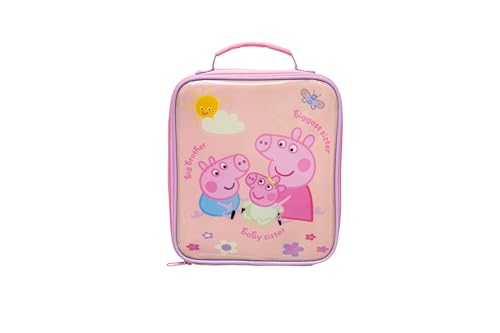 HOX Peppa Pig Family Portrait Lunch Bag| Insulated Kids Lunchbag with Handle & Zip | Durable, Lightweight, 23x20x7 cm – Ideal for School, Nursery & Travel Gift for Peppa Pig Fans