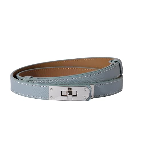 Image of Ovekaut Women Skinny Leather Belt Solid Color Alloy Turn Lock Adjustable Waistband for Dresses Jeans Coats