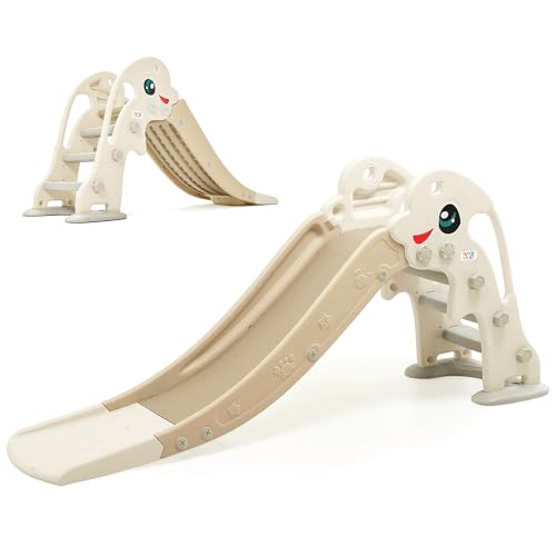 Baby Vivo Kinder Rutsche Delfin - für Indoor & Outdoor - Kinderrutsche Gartenrutsche Kleinkinderrutsche abgerundete Ecken & Kanten aus Kunststoff - Braun