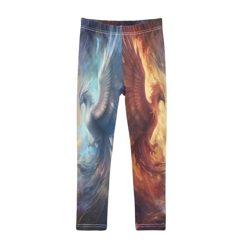 Toddler Girls Leggings Printed Yoga Pants Leggings Orange White Phoenix for Kids