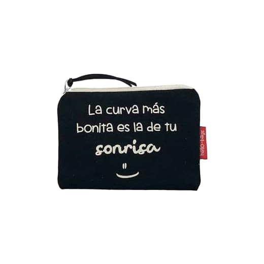 Hello-Bags. Bolso Monedero / Billetero / Tarjetero. Exterior: Algodón 100%. Con cremallera y forro interior. Incluye bonito sobre kraft de regalo. Modelo: LACURVA. Color: Crudo / Negro. 14*10 cm.