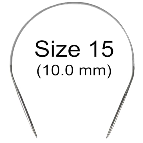 Image of Size 15 Stainless Steel Circular Knitting Needles 16 Inch 10 mm Set Round Metal (Silver, 16 inch-15-(10mm))