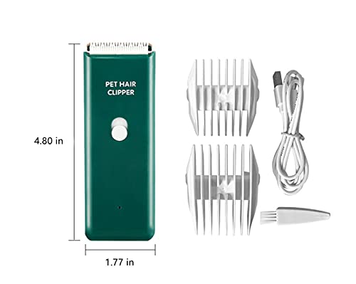 Tileon Dog Clippers,Quiet Washable USB Rechargeable Cordless Dog Grooming Kit,Electric Pets Hair Trimmers Shaver Shears for Dogs and Cats Green - Thumbnail 2