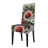 YYHHAOFA La housse de chaise de salle à manger imprimée coccinelle dans une couronne est conçue avec trois couches de protection pour bloquer les boissons huileuses, résister aux rayures des animaux de compagnie et à la peinture des enfants