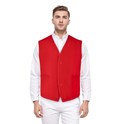 TopTie Two Pocket Unisex Vest Button Up Waistcoat Volunteer Work Vest