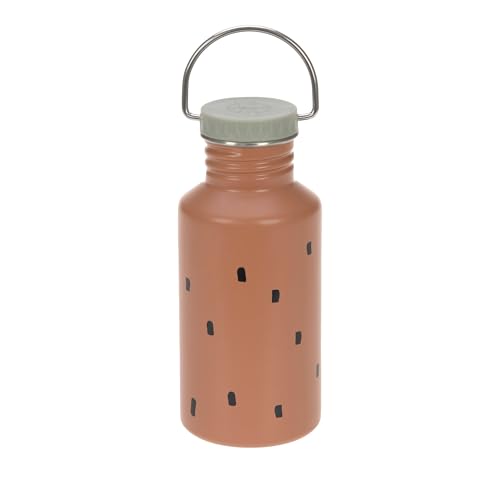 LÄSSIG biberón botella de acero inoxidable sin BPA 500ml niños guardería jardín de infancia a prueba de fugas con tapa deportiva para beber/Bottle Stainless Steel Happy Prints caramel